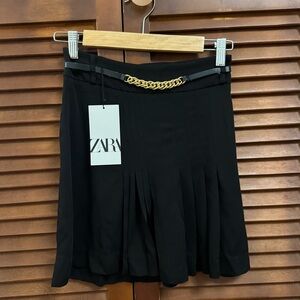 Zara Black Mini Skater Skirt for Night Out